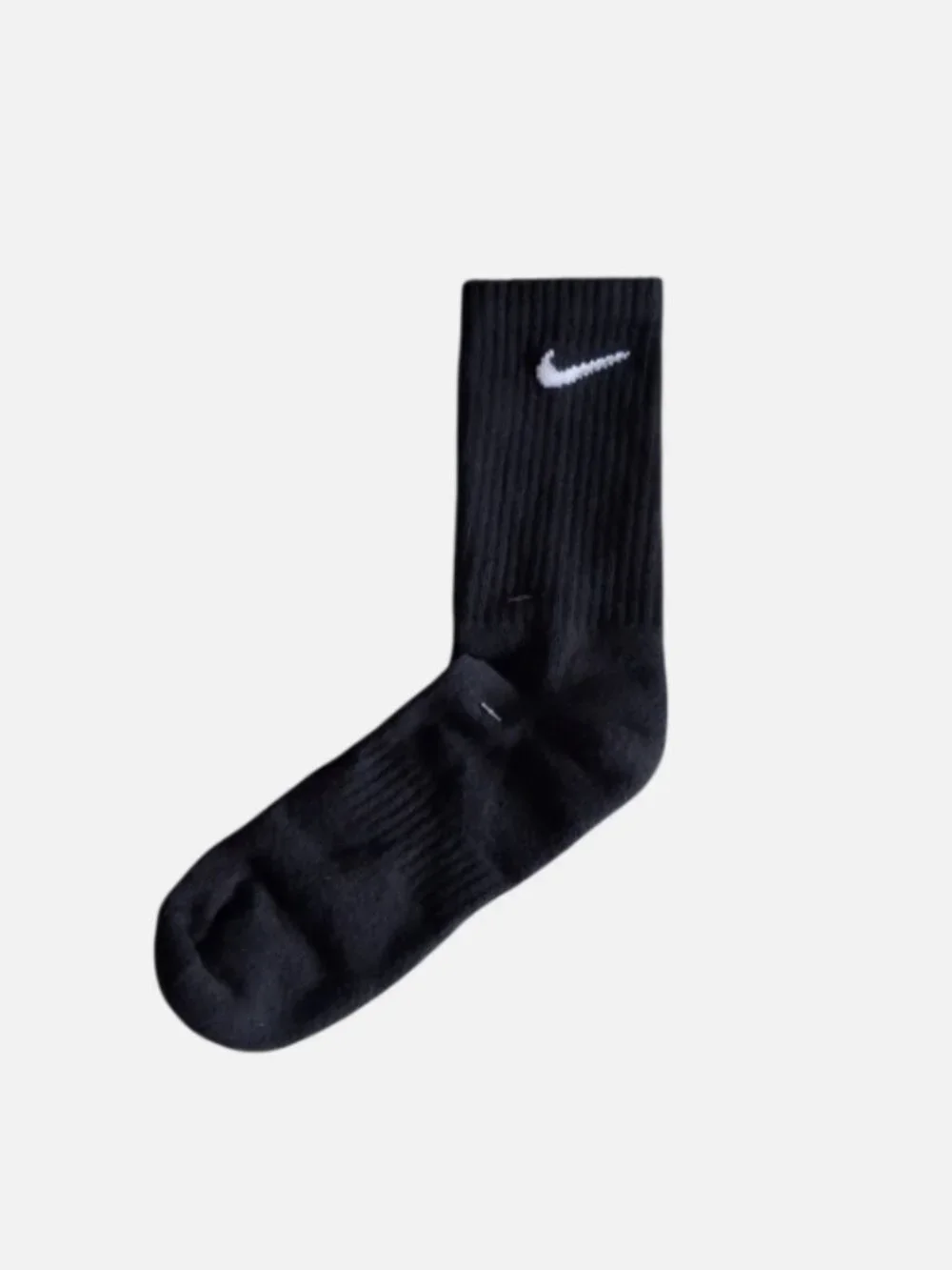 Nike Crew Socks Mid-calf Black Athletic mens size L 8-10 with White Swoosh